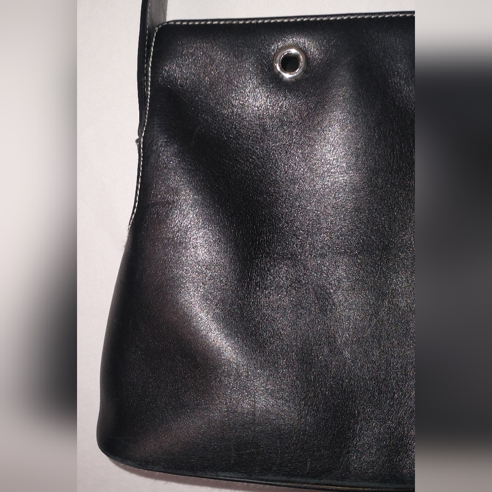 Lauren Ralph Lauren Elegant Black Leather Shoulder Bag Retro Vintage 90"S - Picture 5 of 11
